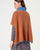 Surkana - Knitted poncho with contrasting details Brown - 34POBI831_70